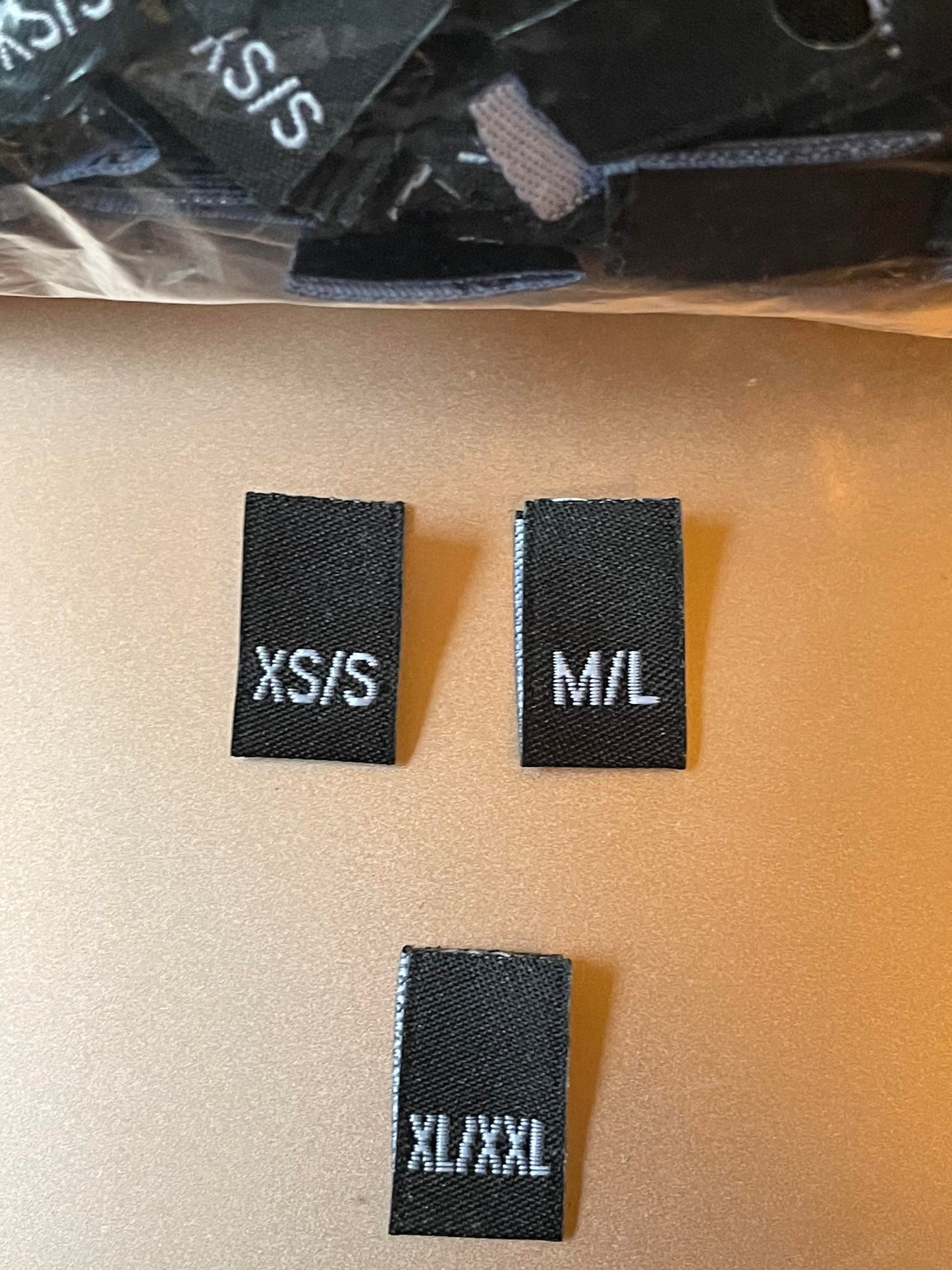 WOVEN 2 SIZING LABELS (XS/S- M/L- XL/XXL)