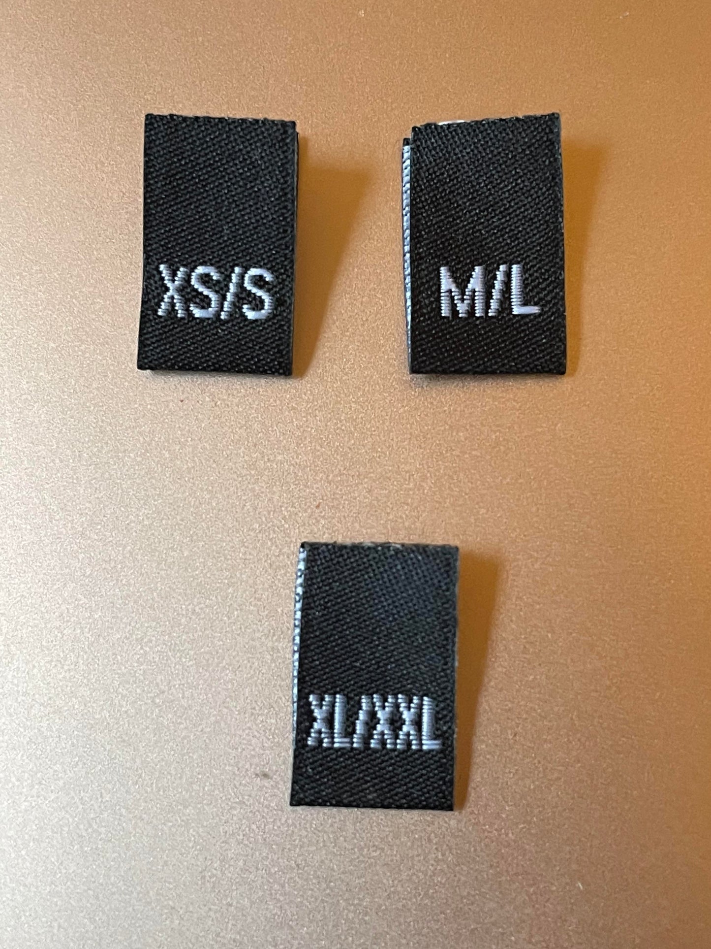 WOVEN 2 SIZING LABELS (XS/S- M/L- XL/XXL)